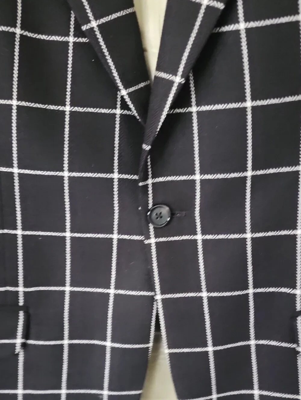 Alexander McQueen Black Windowpane Blazer with White Grid